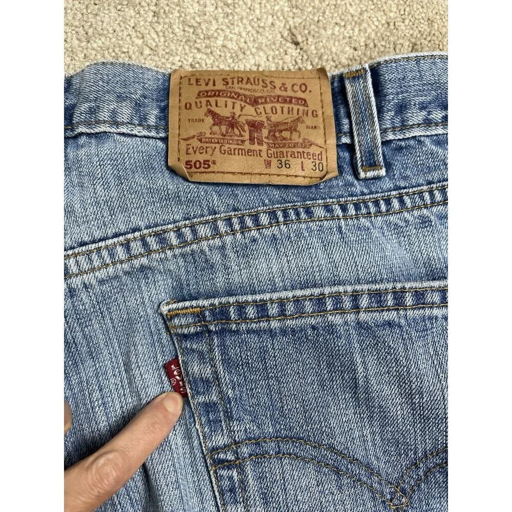 VTG Y2k Levi’s 505 Jeans Mens 35x26 Blue Regular Fit Straight Faded Denim Mexico